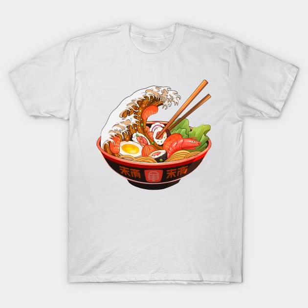 The Great Wave off Ramen T-Shirt T-Shirt by felixantosart